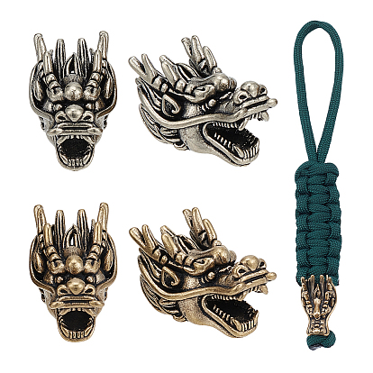 4Pcs 2 Colors Brass Beads, Dragon
