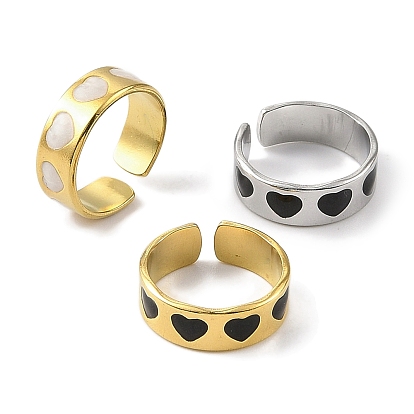 Сердце 304 эмалированные открытые манжеты из нержавеющей стали для женщин, ионное покрытие (ip)