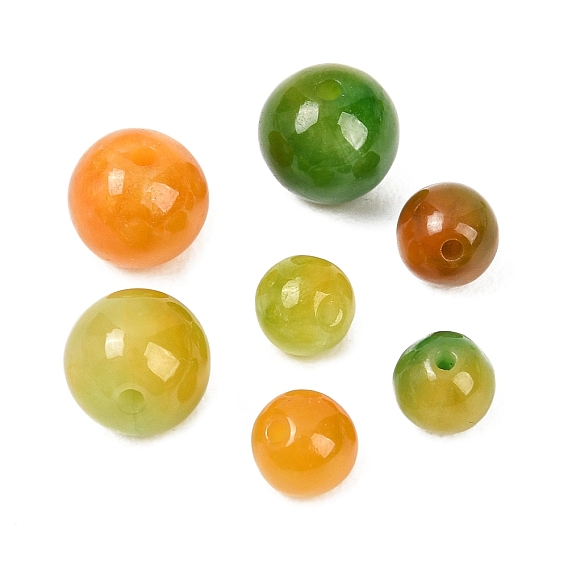 Натуральные бирманские нефритовые бусины, окрашенные в различные цвета., круглые, половине просверлил