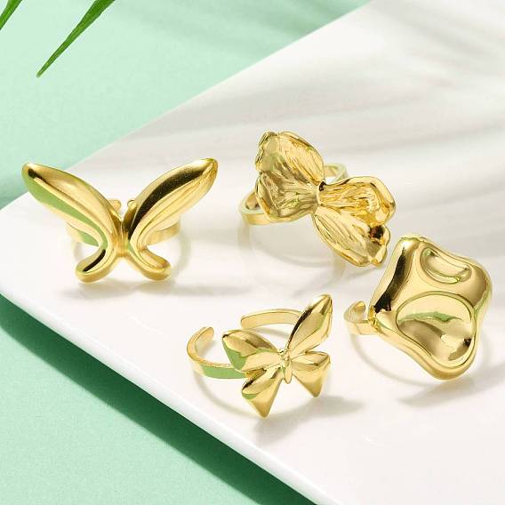 304 открытая манжета из нержавеющей стали для женщин, бабочка/ромб