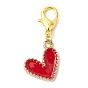 Heart Alloy Enamel Pendant Decoration, with Alloy Clasp