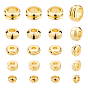 150Pcs 5 Styles Brass Spacer Beads, Long-Lasting Plated, Textured Rondelle & Flat Round & Grooved Column