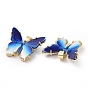 Opaque Resin Pendants, Butterfly Charm, with Real 18K Gold Plated Brass Findings, Cadmium Free & Lead Free