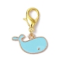 Whale Alloy Enamel Pendant Decoration, with Lobster Claw Clasps