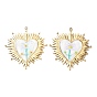 304 Stainless Steel Enamel Pendants, Heart Charms, Ion Plating(IP), Golden