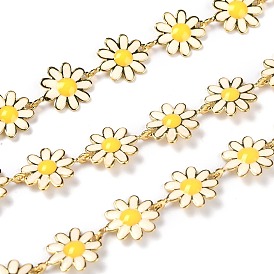 Звено цепи с эмалью из золотой латуни, долговечный, с катушкой, несварные, маргаритка