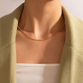 Minimalist Geometric Alloy Chain Necklace for Women - Single Layer Collarbone Jewelry