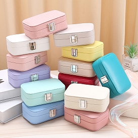 PU Imitation Leather Jewelry Organizer Box, with Wood Inside, Velvet Covered, Portable Jewelry Storage Case, for Ring, Earrings and Necklace