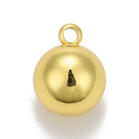 Brass Ball Charms, Round, Cadmium Free & Nickel Free & Lead Free, Long-Lasting Plated
