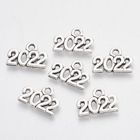 Tibetan Style Alloy Charms, Number 2022, Lead Free & Cadmium Free