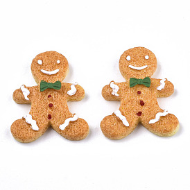Resin Decoden Cabochons, for Christmas, Imitation Food Biscuits, Gingerbread Man