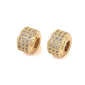 Brass Micro Pave Clear Cubic Zirconia Beads, Column