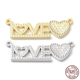 925 Sterling Silver Connector Charms, Word Love Links