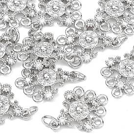 SHEGRACE Brass Pave Clear Cubic Zirconia Flower Chandelier Components Links, Nickel Free, Long-Lasting Plated