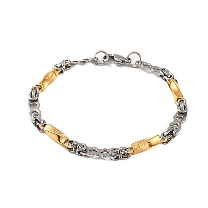201 Stainless Steel Twist Link Chain Bracelets, with 304 Stainless Steel Clasps