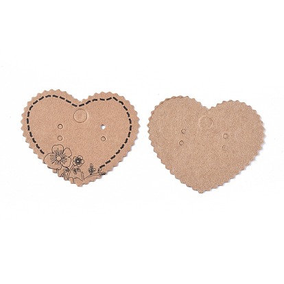 Cartes d'affichage de boucles d'oreilles en papier, cœur
