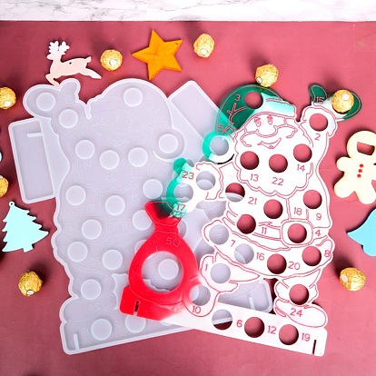 DIY Christmas Santa Claus Display Decoration Silicone Molds, Resin Casting Molds, for UV Resin & Epoxy Resin Craft Making