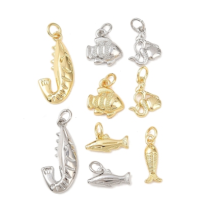 Латунные подвески, подвески в виде рыбок/русалок/креветок, долговечный, без свинца и без кадмия, стойки покрытие, с целью перехода в кольце