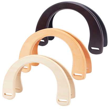 6 piezas 3 colores asas de bolso de madera teñida en forma de U, para mangos de bolsa accesorios de repuesto