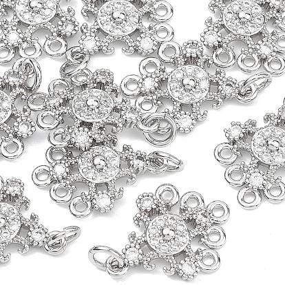SHEGRACE Brass Pave Clear Cubic Zirconia Flower Chandelier Components Links, Nickel Free, Long-Lasting Plated