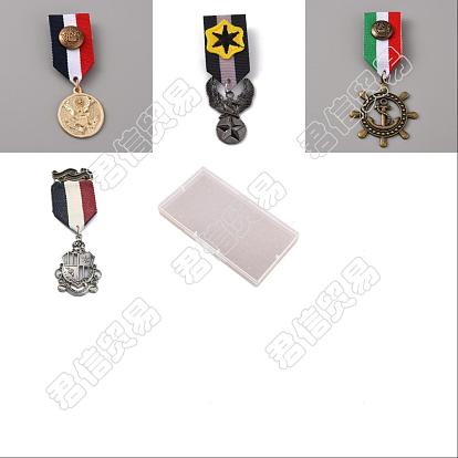 4pcs 4 style aigle, ancre et bouclier pendentif en alliage de zinc épingles à revers, médaille de broche en polyester pour vêtements de sac à dos