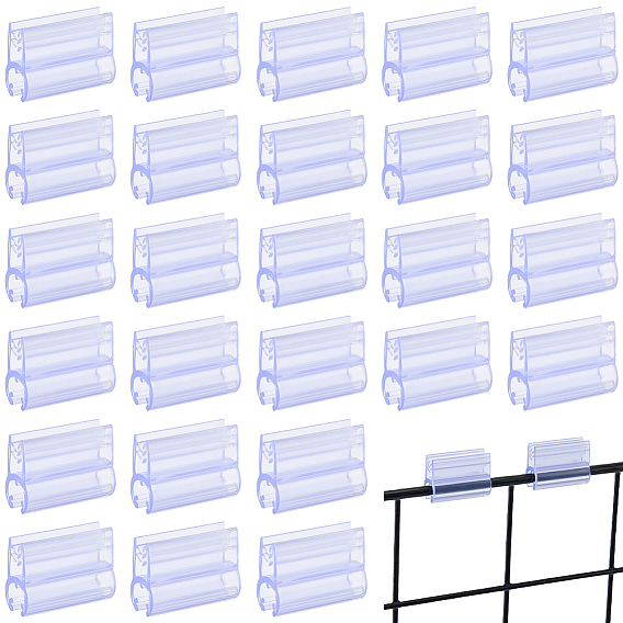 30Pcs PVC Plastic Memo Clips, Price Tag Holder, Rectangle