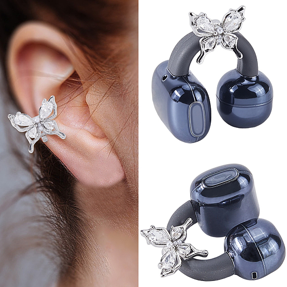 2шт. зажимы из сплава со стразами для декоративных аксессуаров для наушников, платина