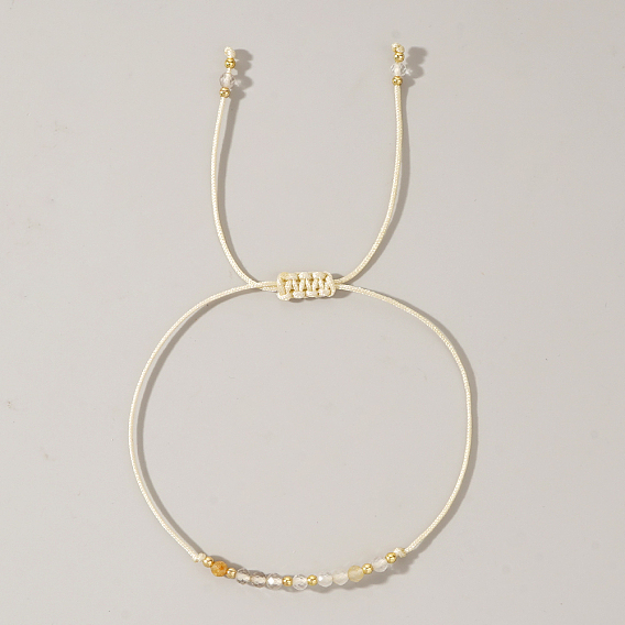 Pulseras de cuentas trenzadas con piedras preciosas naturales y piedras de nacimiento para mujer, con granos de cobre amarillo