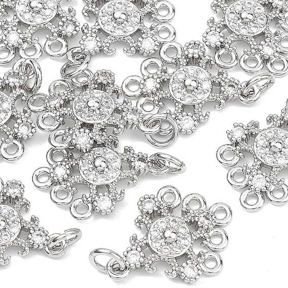 SHEGRACE Brass Pave Clear Cubic Zirconia Flower Chandelier Components Links, Nickel Free, Long-Lasting Plated