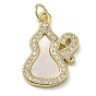 Brass Micro Pave Cubic Zirconia Pendants, Cadmium Free & Lead Free, with Shell, Gourd