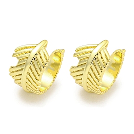 Brass Cuff Earrings, Feather