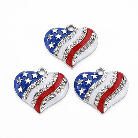 Стойки обшивки сплава эмали подвески, с кристально горный хрусталь, золотой свет, без кадмия, без никеля и без свинца, сердце