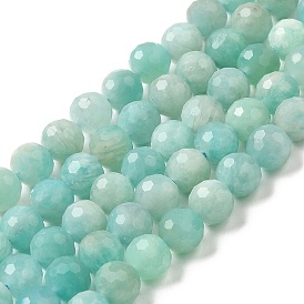Natural Amazonite Beads Strands, Round, Faceted, Grade A