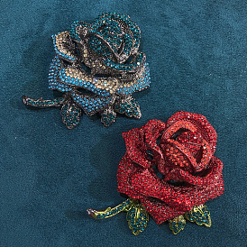 Булавки с розами в этническом стиле, Брошь со стразами из сплава бронзы для женских свитеров, пальто, костюма