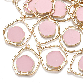 Alloy Enamel Pendants, Light Gold