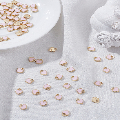80 encantos del esmalte de la aleación de las piezas, sin plomo y cadmio, corazón, la luz de oro