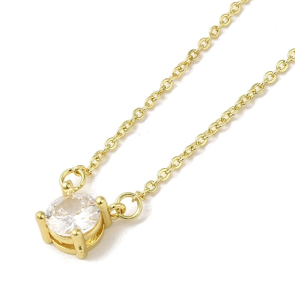 Brass with Glass Pendant Necklaces, Cable Chain Necklaces, Real 18K Gold Plated