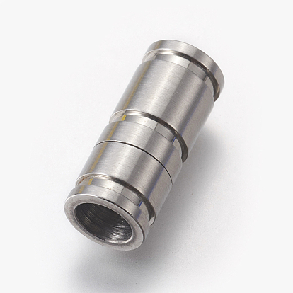 304 Stainless Steel Magnetic Clasps with Glue-in Ends, Matte Style, Column