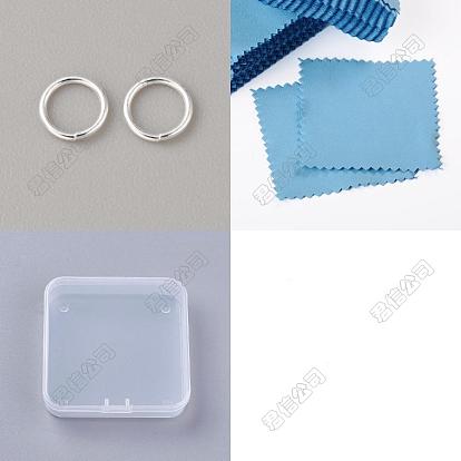60Pcs 925 Sterling Silver Open Jump Ring, Saw Cut Round, 1Pc Suede Fabric Square Silver Polishing Cloth