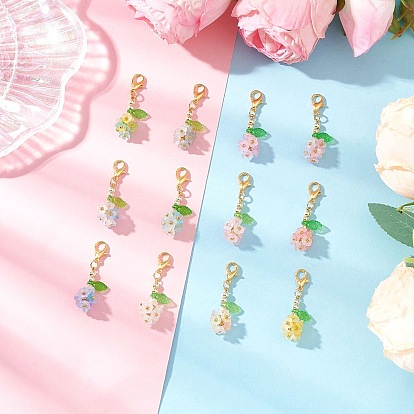 Акриловые подвесные украшения, с цинковым сплавом застежками омаров коготь, цветок