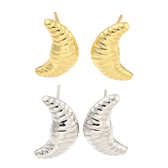 Серьги-гвоздики из латуни с реечным покрытием, без кадмия и без свинца, долговечный, круассан