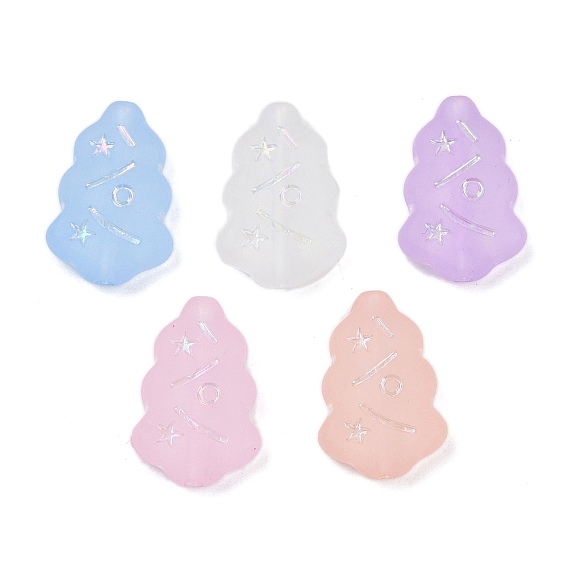 Матовые прозрачные акриловые бусины, рождественская елка, серебристого металла, обвитыми, с покрытием AB цвета