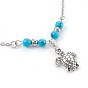 Synthetic Turquoise Charms Anklets, with Tibetan Style Alloy Pendants, 304 Stainless Steel Findings and Iron Eye Pin, Sea Turtle