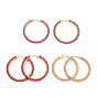 304 Edelstahl-Creolen, mit Messingrhinestoneschalenkette, Ringform, golden