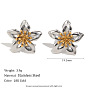 Two Tone 304 Stainless Steel Stud Earrings for Women, Flower