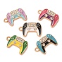 Alloy Enamel Pendants, Gamepad Charms, with Rhinestone, Light Gold