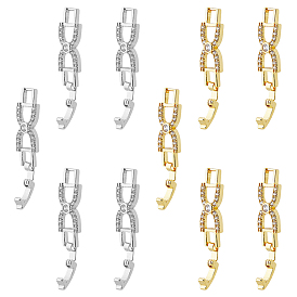 10Pcs 2 Colors Bowknot Rack Plating Brass Clear Cubic Zirconia Watch Band Clasps, Cadmium Free & Lead Free, Long-Lasting Plated