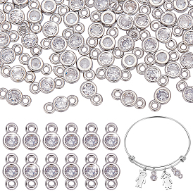 60 шт. 2 стили латунные подвески с прозрачным кубическим цирконием, плоские круглые соединители