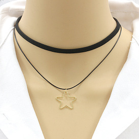 Retro Double-layered Triangle Pendant Collarbone Necklace for Women