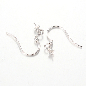 Ganchos de ley pendiente de plata, con fianza colgante para cuentas medio perforadas, 15x9 mm, agujero: 2 mm, pin: 0.6 y 0.8 mm